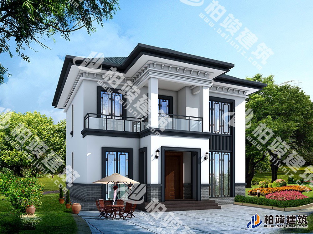 新款農(nóng)村自建二層別墅設(shè)計圖，新中式風格，戶型布局實用