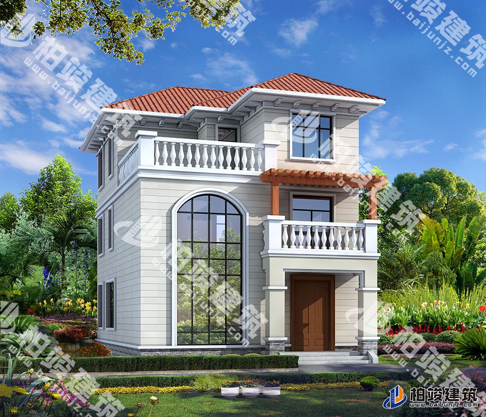 新款三層簡歐風別墅設計圖，外形清麗造價低