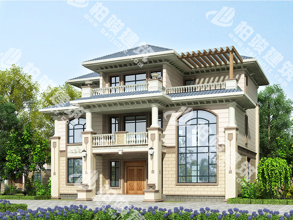 三層簡歐風別墅設計圖紙，現(xiàn)代感田園墅居