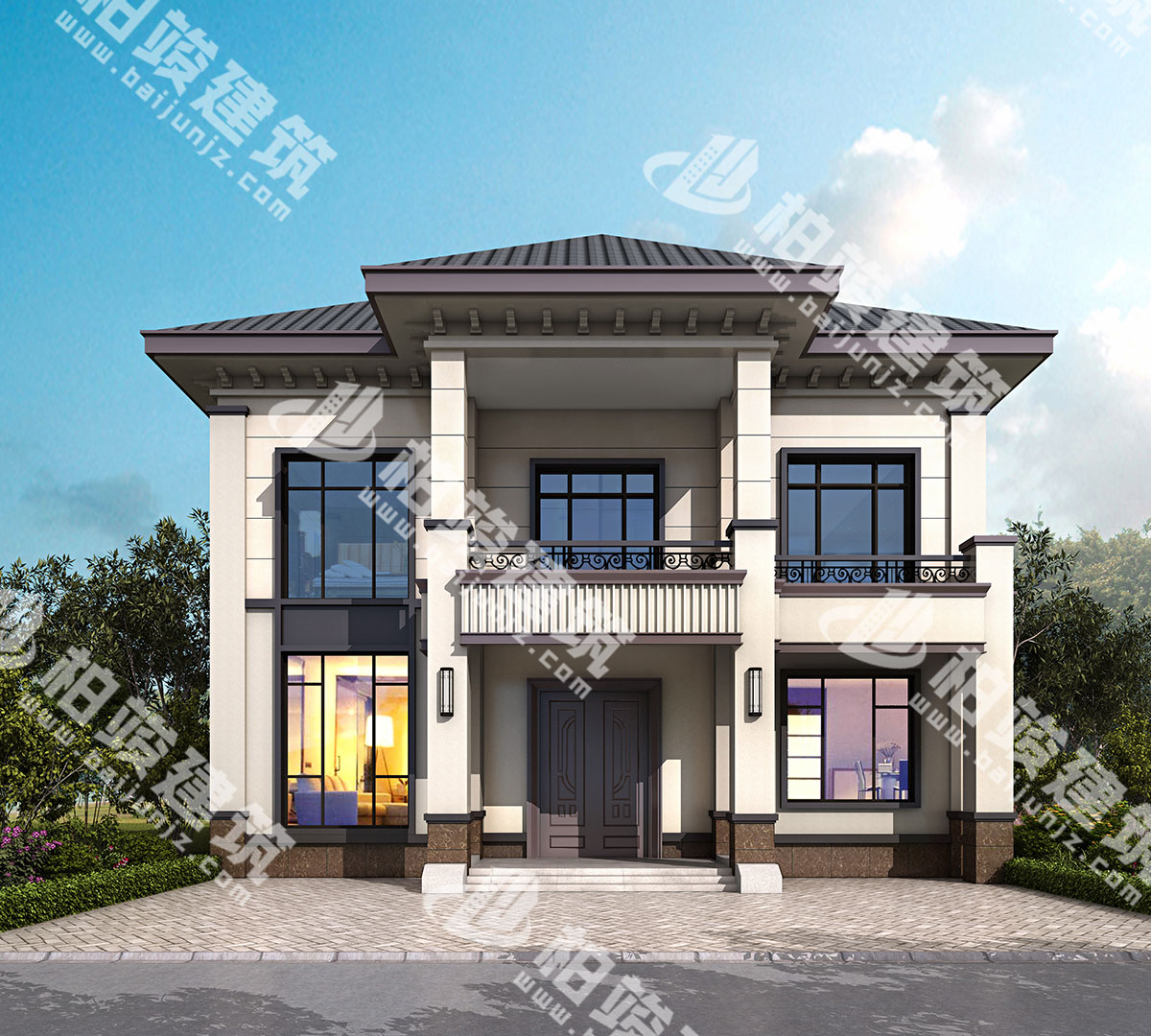 造價26萬，帶柴火房的二層簡歐風農(nóng)村自建房設計圖