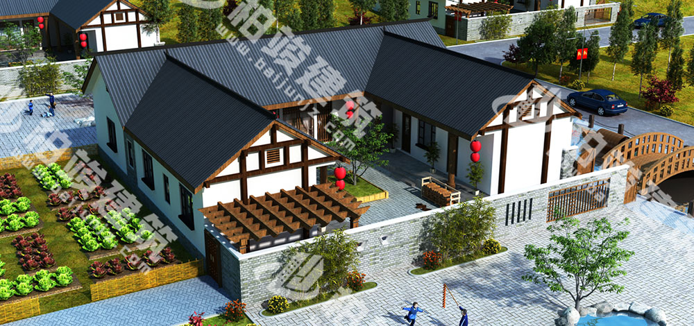 農(nóng)村自建三合院設(shè)計(jì)圖，大尺度中式庭院，造價(jià)僅20萬