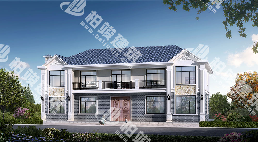 農(nóng)村二層簡歐風(fēng)別墅設(shè)計(jì)圖，內(nèi)部11室，帶備用房