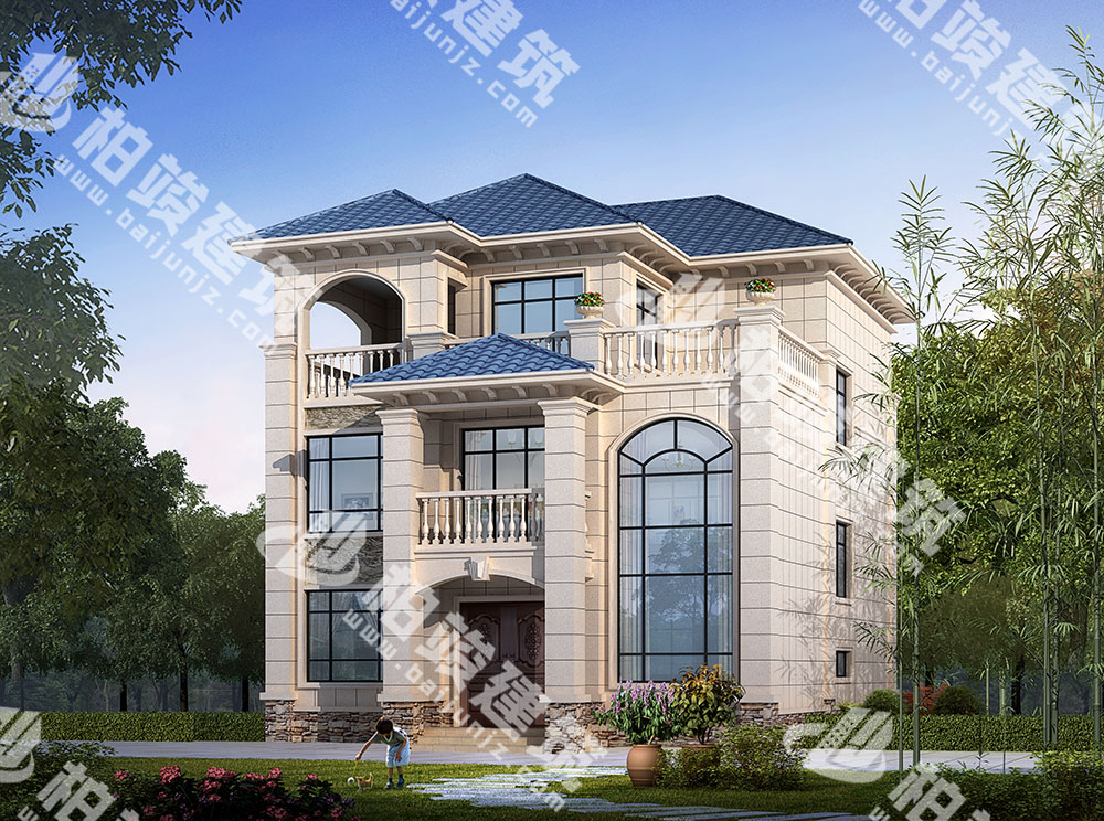 農(nóng)村三層簡歐風(fēng)別墅設(shè)計(jì)圖，外形典雅，內(nèi)部7室