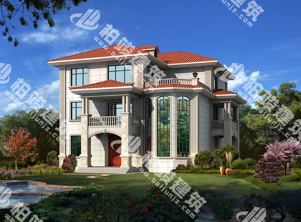 農(nóng)村三層樓房設(shè)計，大氣造型帶八角落地窗，內(nèi)部7室3廳8衛(wèi)