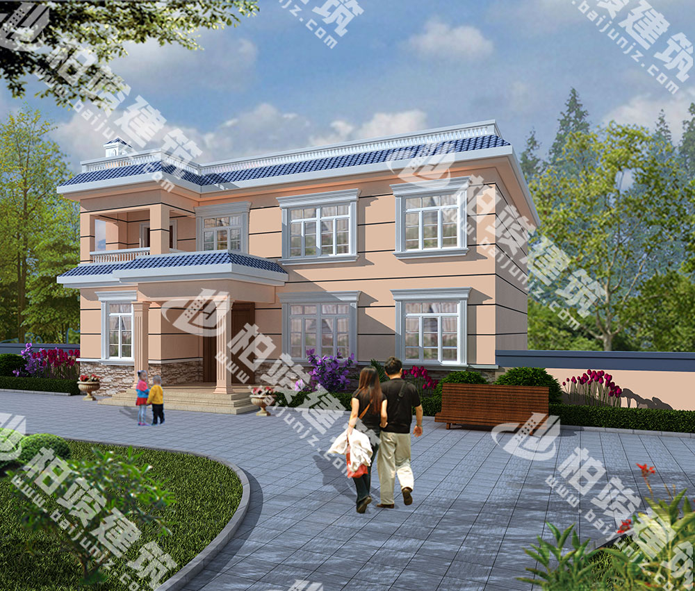 農(nóng)村二層簡歐風(fēng)別墅設(shè)計，造價僅25萬，6室設(shè)計，平屋頂