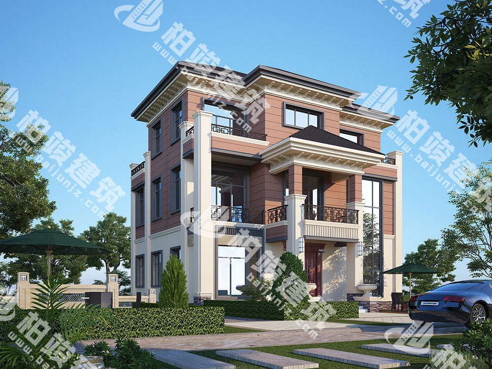 農(nóng)村三層別墅設(shè)計，新中式風(fēng)格，造型大氣沉穩(wěn)，內(nèi)部功能分區(qū)完善