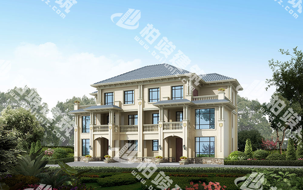 農(nóng)村雙拼三層別墅設(shè)計圖，高級感簡歐風(fēng)格，內(nèi)外對稱設(shè)計，布局規(guī)整通透