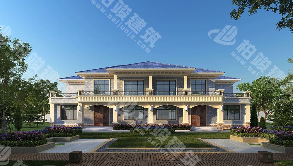 農(nóng)村自建二層雙拼別墅，磚混結(jié)構(gòu)，簡歐風(fēng)格，戶型通透，布局合理