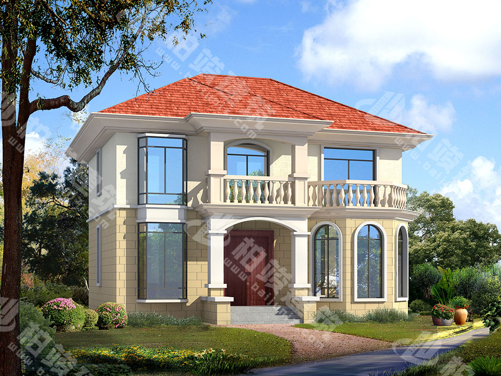 農(nóng)村自建房設(shè)計(jì)圖，二層簡(jiǎn)歐風(fēng)格，5室2廳4衛(wèi)，布局合理實(shí)用