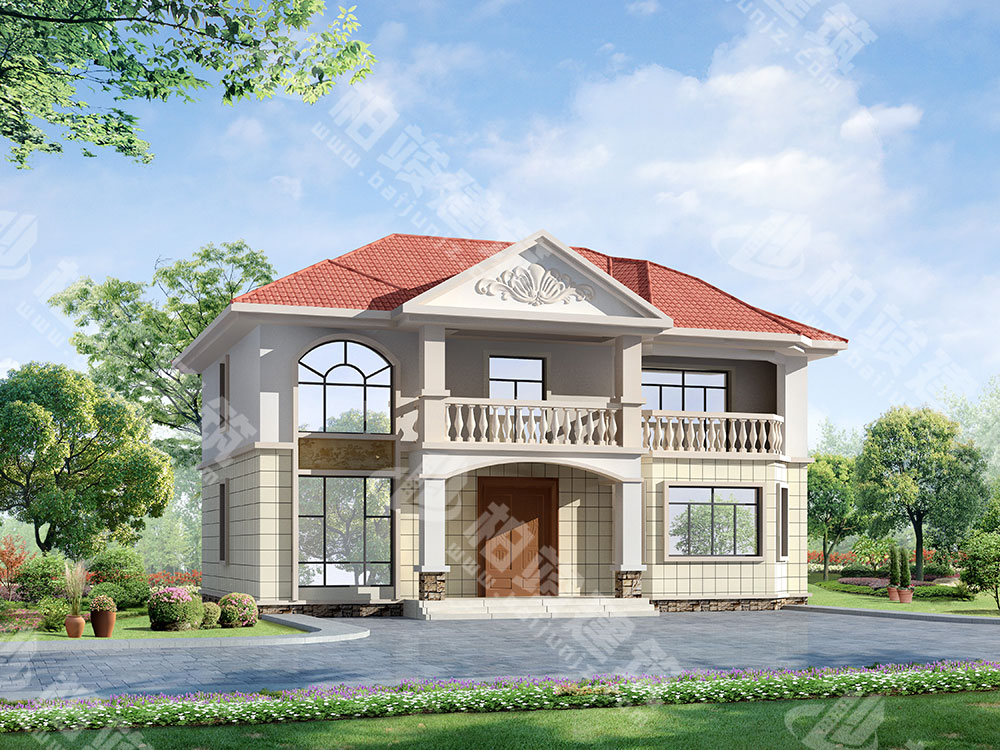 農(nóng)村二層別墅設(shè)計(jì)圖紙，清新簡(jiǎn)歐風(fēng)外觀，內(nèi)部8室3廳4衛(wèi)，實(shí)惠美觀