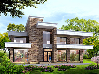 二層別墅設(shè)計圖，帶健身房和娛樂室。