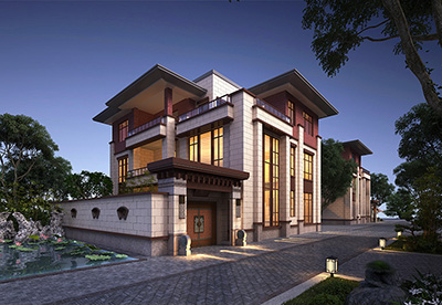 中式風(fēng)格別墅設(shè)計(jì)，帶電梯和大庭院！