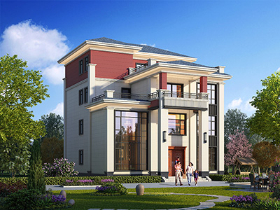 農(nóng)村自建房設(shè)計(jì)圖，在村里藍(lán)天白云之下熠熠生輝。