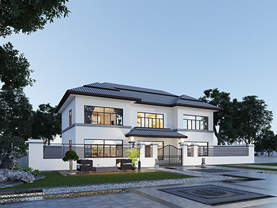 互幫互助的兩兄弟，建筑雙拼別墅設(shè)計(jì)