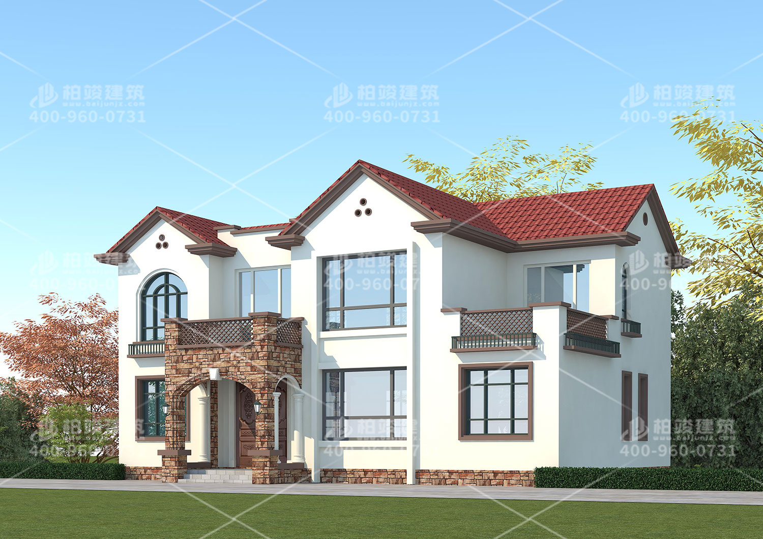 歐式二層別墅，帶內(nèi)衛(wèi)長輩更舒心。