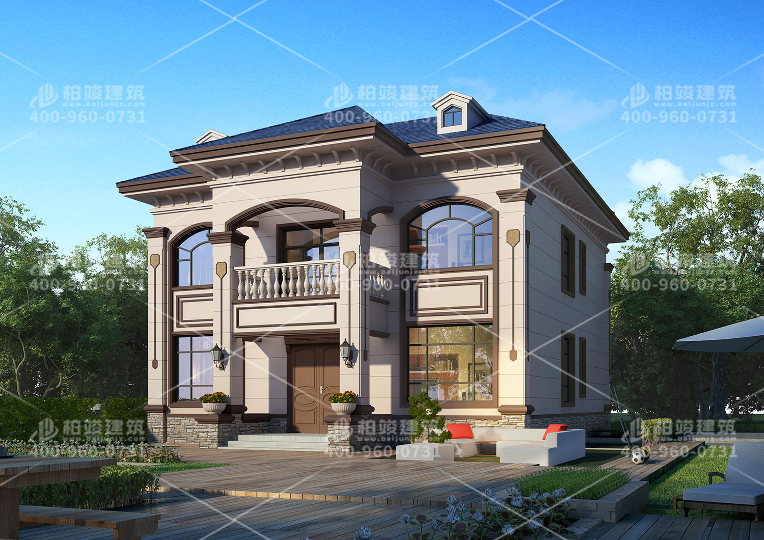 推薦一棟兩層斜屋頂別墅。舒適的選擇