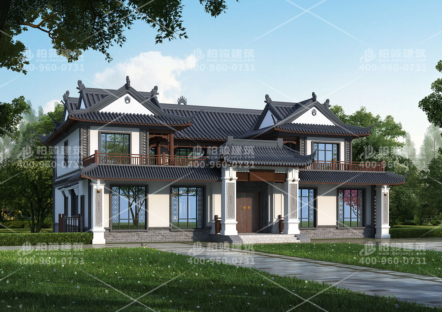 中式二層別墅設(shè)計(jì)，外觀漂亮還實(shí)用。