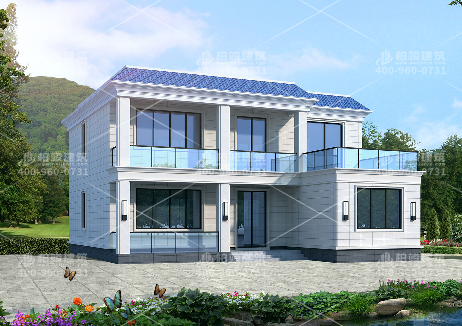 現(xiàn)代二層平頂房屋設(shè)計(jì)，效果圖欣賞。