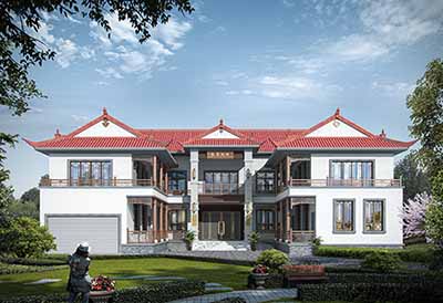 二層四合院別墅設(shè)計(jì)圖，豪華別墅