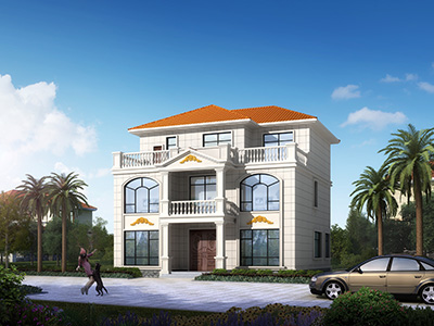 帶露臺(tái)樓房效果圖，三層歐式風(fēng)格。