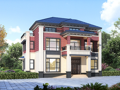 三層別墅設(shè)計(jì)圖，帶大空間露臺(tái)。