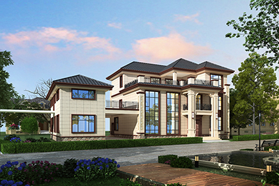 復(fù)式三層別墅設(shè)計圖，帶陽光房。