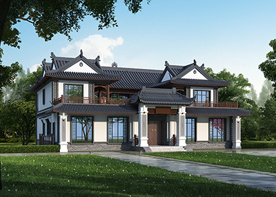 新中式四合院圖紙設(shè)計，配有茶室娛樂室。