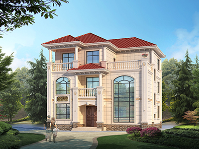 鄉(xiāng)村房屋設(shè)計圖三層，客廳中空非常漂亮。