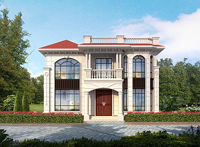 二層房屋設(shè)計(jì)圖大全，帶落地窗。