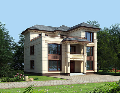 三層歐式樓房設(shè)計圖，帶大露臺。