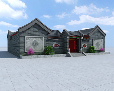 農(nóng)村中式四合院，帶堂屋。