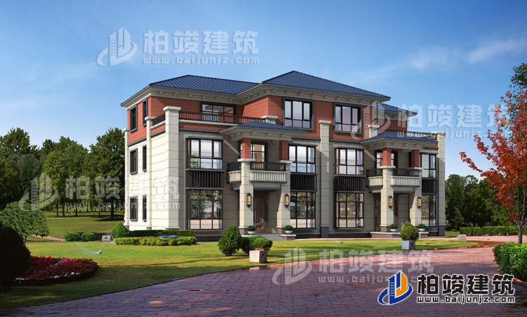 三層農(nóng)村房屋設(shè)計圖，雙拼別墅