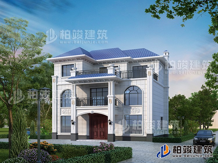 三層歐式豪華別墅設計方案圖，造價34萬。