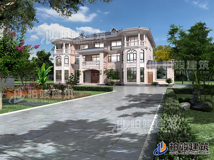 三層豪華大氣歐式別墅設(shè)計圖，雙客廳