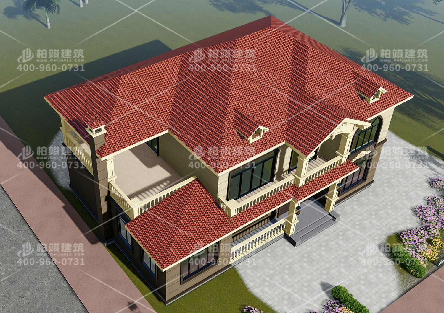 江蘇丁總定制二層歐式帶涼亭別墅設計