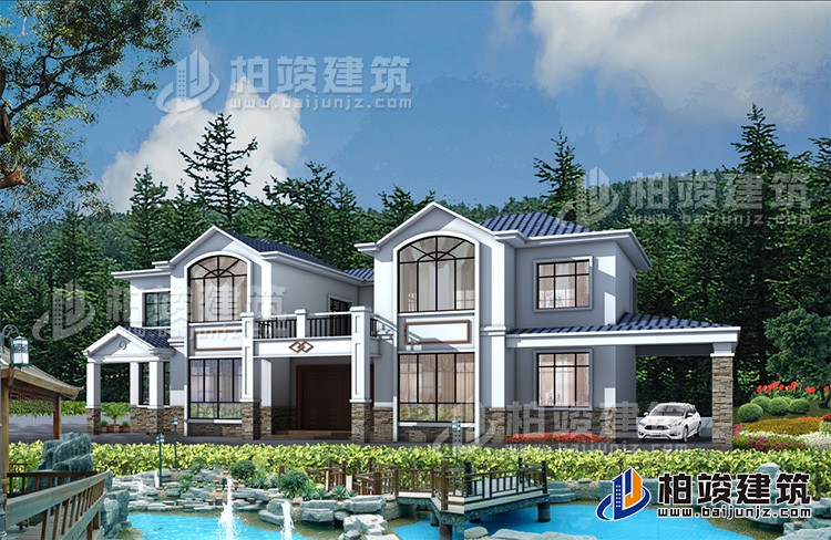 農(nóng)村雙拼別墅帶車庫(kù)_別墅設(shè)計(jì)圖紙BZ238-簡(jiǎn)歐風(fēng)格