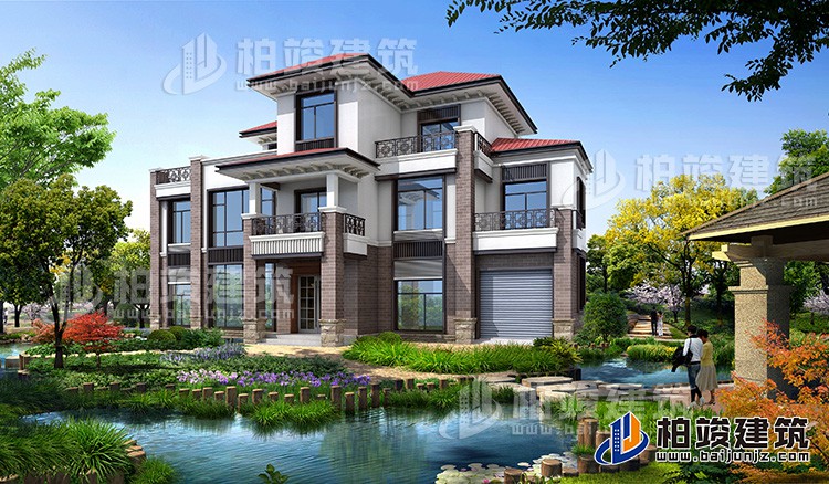 農(nóng)村三層樓房設(shè)計(jì)圖三層別墅圖片，占地面積188平米BZ316-新中式風(fēng)格