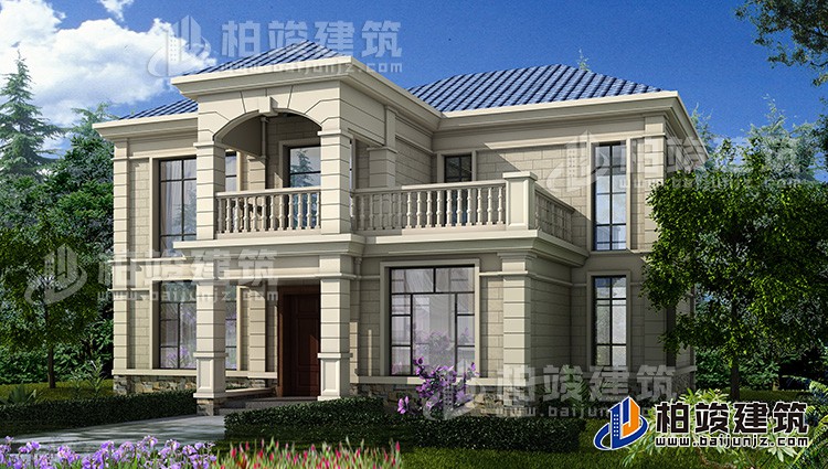 農(nóng)村二層小別墅，簡歐風(fēng)格實用美觀別墅設(shè)計圖BZ243-簡歐風(fēng)格