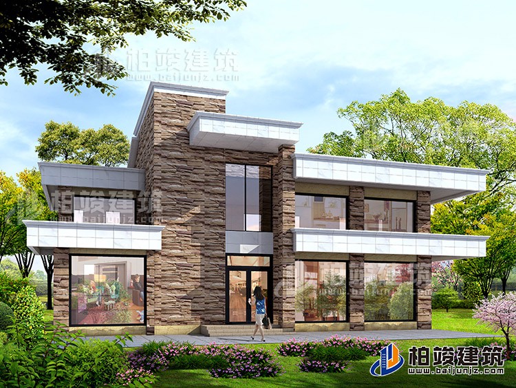 二層農(nóng)村現(xiàn)代別墅設(shè)計(jì)圖紙，有娛樂(lè)室、健身房18x12米BZ252-新中式風(fēng)格