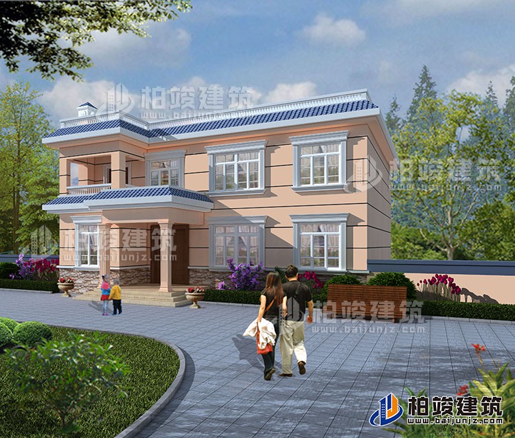 農(nóng)村二層簡歐別墅設(shè)計施工圖及效果圖 20X12米BZ264-簡歐風(fēng)格