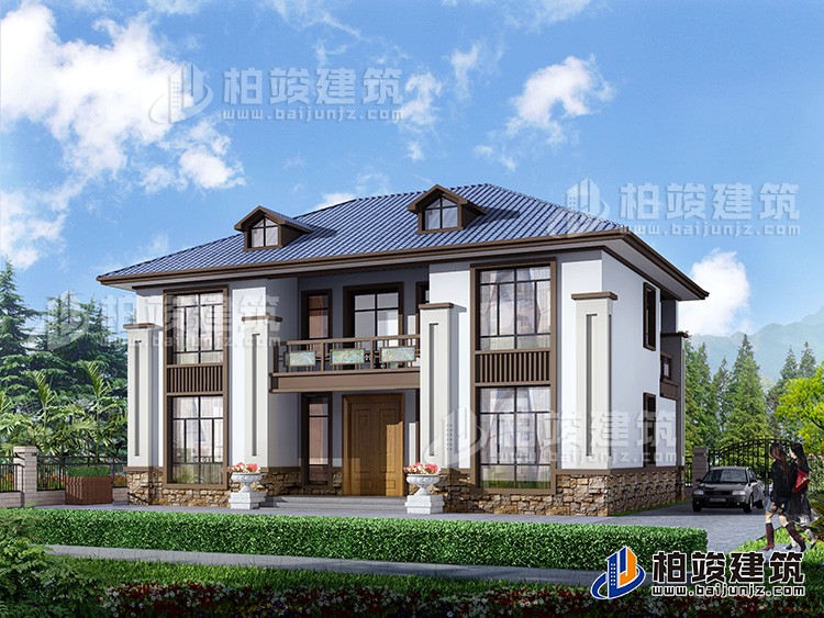 鄉(xiāng)村二層中式別墅施工及設(shè)計(jì)效果圖紙整套，小巧精致！BZ270-新中式風(fēng)格