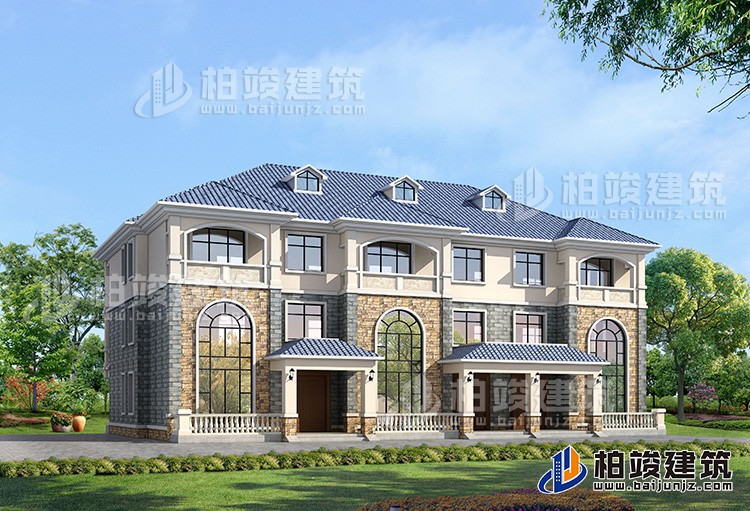 最新農(nóng)村三層別墅設計圖紙 簡歐三拼BZ351-簡歐風格