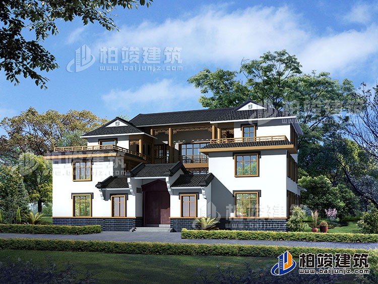 豪華新中式四合院別墅設(shè)計(jì)圖、施工圖 造價(jià)40萬BZ354-新中式風(fēng)格