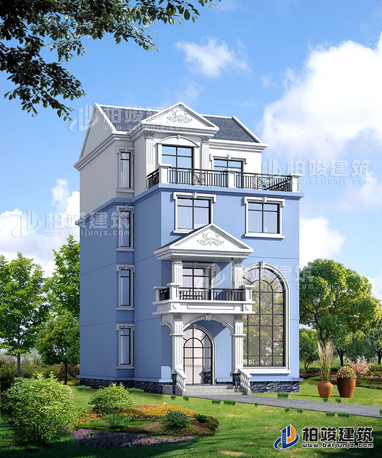 農(nóng)村房屋四層別墅設計圖紙 占地面積：124平方米BZ405-簡歐風格