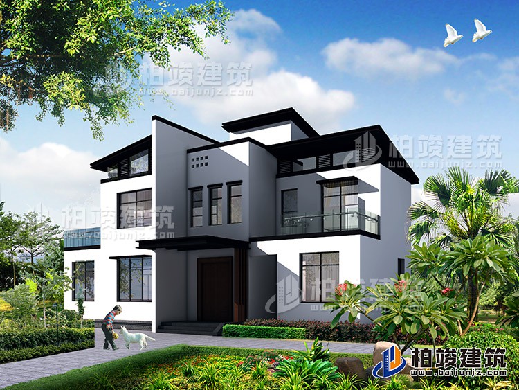 新中式二層別墅設(shè)計施工圖，占地120平米左右BZ220-新中式風(fēng)格