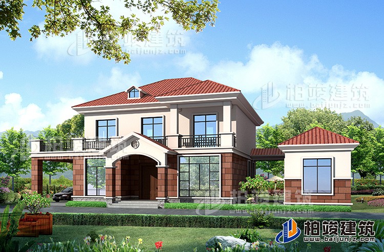 農(nóng)村30萬別墅款式二層自建房設(shè)計(jì)圖，外觀簡約大氣BZ275-簡歐風(fēng)格