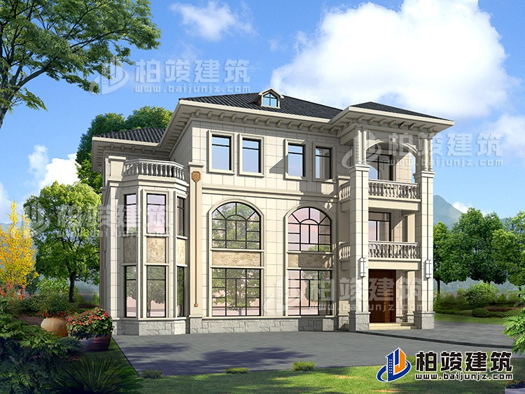 2019新農(nóng)村歐式別墅設(shè)計(jì)圖，三層自建房大氣漂亮別墅BZ368-簡(jiǎn)歐風(fēng)格