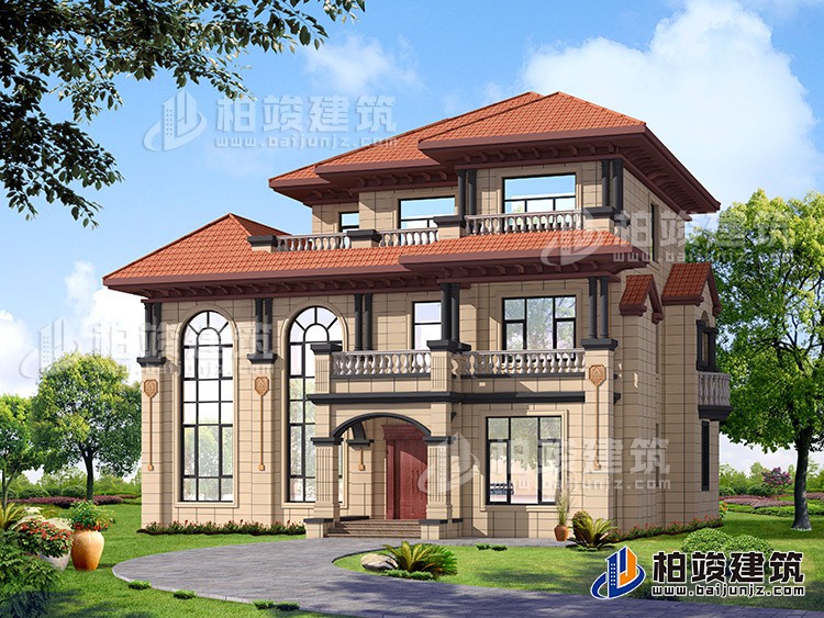 別墅設計圖紙三層全套自建房復式帶柴火房施工圖BZ367-簡歐風格