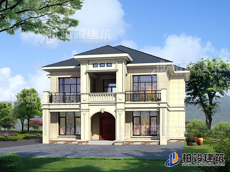 二層歐式小別墅設計方案，全套建筑設計圖紙BJ277-簡歐風格