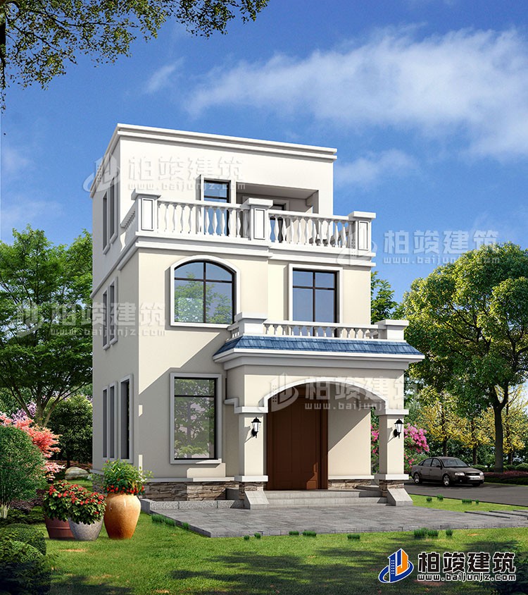 歐式三層樓房設(shè)計(jì)圖，三層新農(nóng)村樓房圖紙BZ353-簡歐風(fēng)格